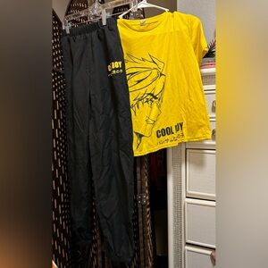 SHEIN 2 piece set-yellow and black anime cool boy outfit sz.M (11-12) runs small